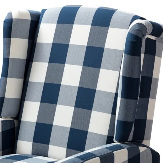 Kirkland's Home Navy Windowpane Plaid Recliner- Accent Chairs