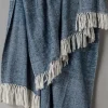 Kirkland's Home Navy With White Herringbone Woven Throw Blanket- Blankets & Throws