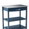 Kirkland's Home Navy Wood And Stainless Steel Top Kitchen Cart- Kitchen Islands & Bar Carts
