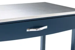 Kirkland's Home Navy Wood And Stainless Steel Top Kitchen Cart- Kitchen Islands & Bar Carts