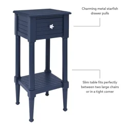 Kirkland's Home Navy Wood Coastal Compact Accent Table- Accent & End Tables
