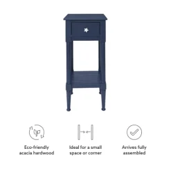 Kirkland's Home Navy Wood Coastal Compact Accent Table- Accent & End Tables
