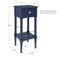 Kirkland's Home Navy Wood Coastal Compact Accent Table- Accent & End Tables