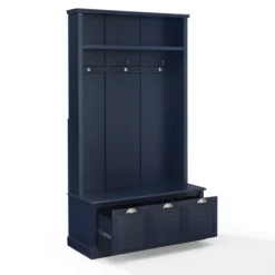 Kirkland's Home Navy Wood Storage Bench Hall Tree- Entryway Furniture
