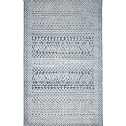 Kirkland's Home Navy Zig-Zag Ezra Indoor/Outdoor Area Rug, 7X9- Outdoor Rugs