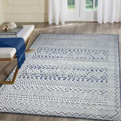 Kirkland's Home Navy Zig-Zag Ezra Indoor/Outdoor Area Rug, 7X9- Outdoor Rugs