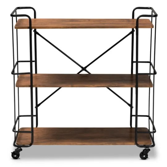 Kirkland's Home Nellie Walnut 3-Tier Mobile Bar Cart- Kitchen Islands & Bar Carts
