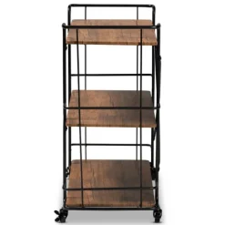 Kirkland's Home Nellie Walnut 3-Tier Mobile Bar Cart- Kitchen Islands & Bar Carts