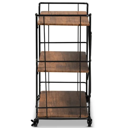 Kirkland's Home Nellie Walnut 3-Tier Mobile Bar Cart- Kitchen Islands & Bar Carts