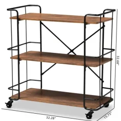 Kirkland's Home Nellie Walnut 3-Tier Mobile Bar Cart- Kitchen Islands & Bar Carts