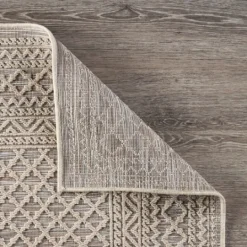 Kirkland's Home Neutral Bordered Lattice Outdoor Area Rug, 5X7- Outdoor Rugs