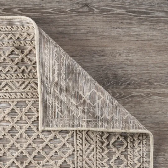 Kirkland's Home Neutral Bordered Lattice Outdoor Area Rug, 5X7- Outdoor Rugs