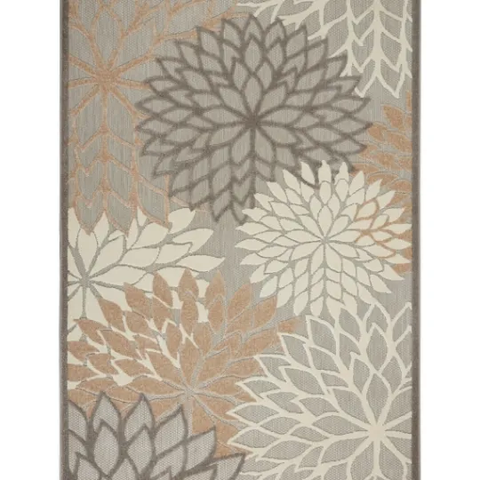 Kirkland's Home Neutral Floral Burst Outdoor Area Rug, 5X7- Outdoor Rugs