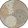 Kirkland's Home Neutral Floral Burst Outdoor Round Area Rug, 7 Ft.- Outdoor Rugs