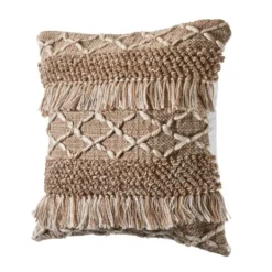 Kirkland's Home Neutral Geometric Fringe Accent Pillow- Pillows