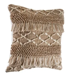 Kirkland's Home Neutral Geometric Fringe Accent Pillow- Pillows