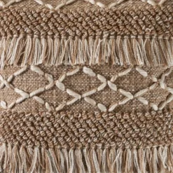 Kirkland's Home Neutral Geometric Fringe Accent Pillow- Pillows