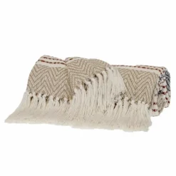 Kirkland's Home Neutral Herringbone Multi Striped Throw- Blankets & Throws