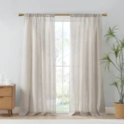 Kirkland's Home Neutral Linen Blend Curtain Panel Set, 84 In- Curtains & Drapes