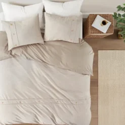 Kirkland's Home Neutral Oversized 3-Pc. Queen Duvet Cover Set- Duvets