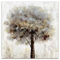 Kirkland's Home Neutral Painted Tree Square Canvas Art Print- Canvas Art