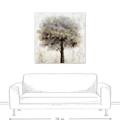 Kirkland's Home Neutral Painted Tree Square Canvas Art Print- Canvas Art