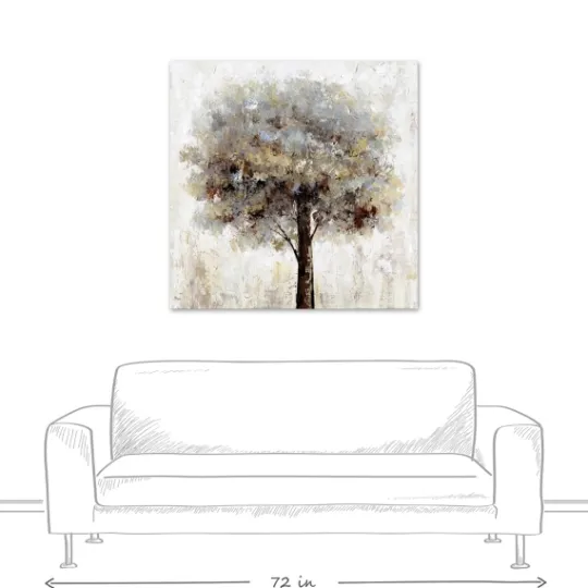 Kirkland's Home Neutral Painted Tree Square Canvas Art Print- Canvas Art