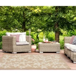 Kirkland's Home Neutral Starfish Outdoor Area Rug, 5X7- Outdoor Rugs