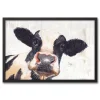 Kirkland's Home Neutral Staring Cow Framed Canvas Art Print- Framed Art