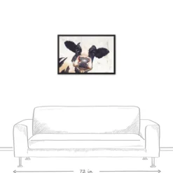 Kirkland's Home Neutral Staring Cow Framed Canvas Art Print- Framed Art