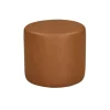 Kirkland's Home Newton Carmel Faux Leather Cylinder Ottoman- Benches & Ottomans