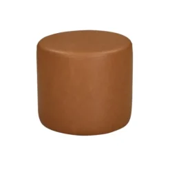 Kirkland's Home Newton Carmel Faux Leather Cylinder Ottoman- Benches & Ottomans