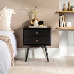 Kirkland's Home Nightshade Mid Century Wooden Nightstand- Nightstands