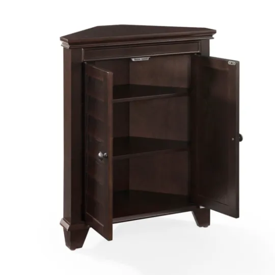 Kirkland's Home Nikki Dark Wooden Corner Cabinet- Bathroom Furniture
