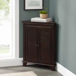Kirkland's Home Nikki Dark Wooden Corner Cabinet- Bathroom Furniture