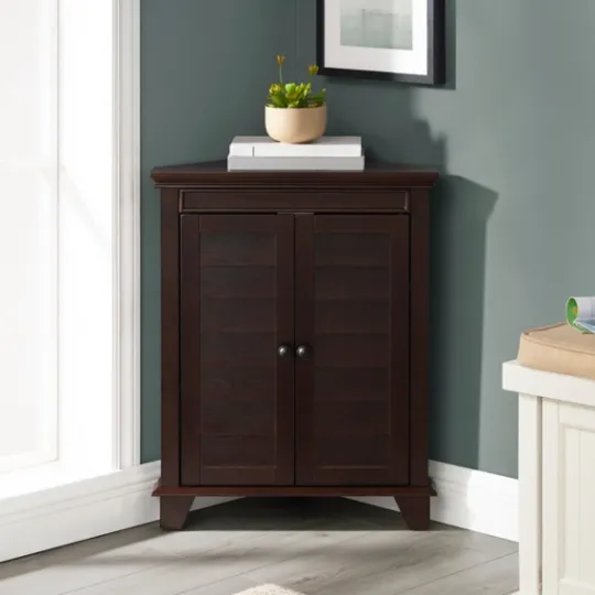 Kirkland's Home Nikki Dark Wooden Corner Cabinet- Bathroom Furniture