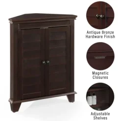 Kirkland's Home Nikki Dark Wooden Corner Cabinet- Bathroom Furniture