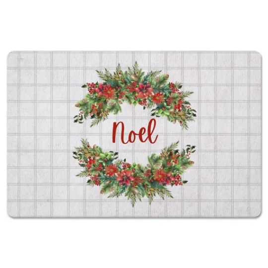 Kirkland's Home Noel Wreath Christmas Kitchen Mat- Kitchen & Floor Mats