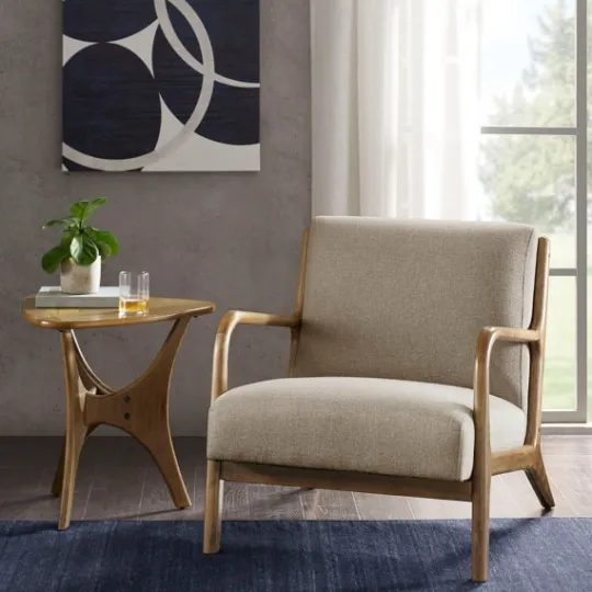 Kirkland's Home Nolan Cream Mid-Century Accent Chair- Accent Chairs