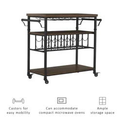 Kirkland's Home Norcross Industrial Rolling Bar Cart- Kitchen Islands & Bar Carts