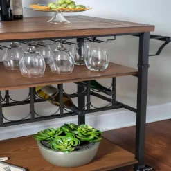 Kirkland's Home Norcross Industrial Rolling Bar Cart- Kitchen Islands & Bar Carts