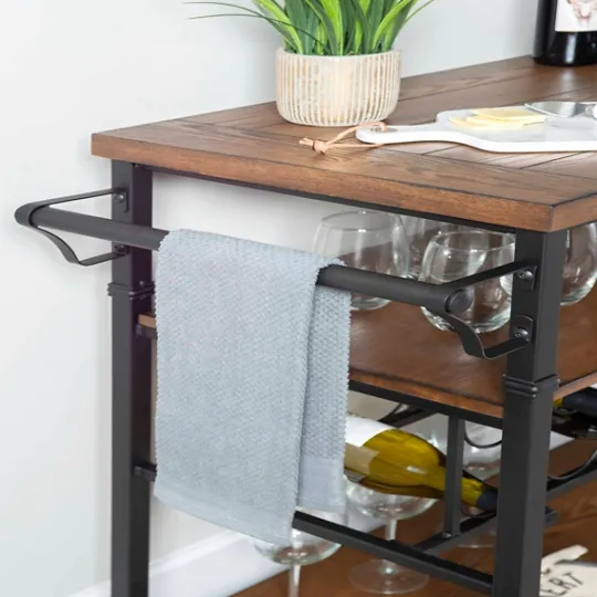 Kirkland's Home Norcross Industrial Rolling Bar Cart- Kitchen Islands & Bar Carts