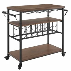 Kirkland's Home Norcross Industrial Rolling Bar Cart- Kitchen Islands & Bar Carts