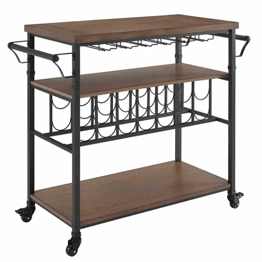 Kirkland's Home Norcross Industrial Rolling Bar Cart- Kitchen Islands & Bar Carts