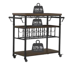 Kirkland's Home Norcross Industrial Rolling Bar Cart- Kitchen Islands & Bar Carts
