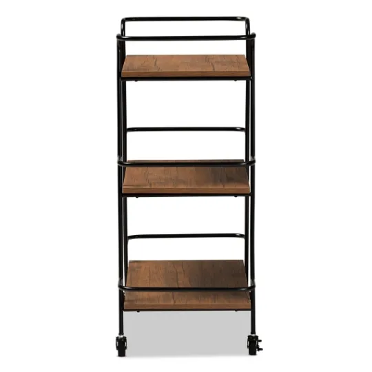 Kirkland's Home Norris Walnut 3-Tier Mobile Bar Cart- Kitchen Islands & Bar Carts