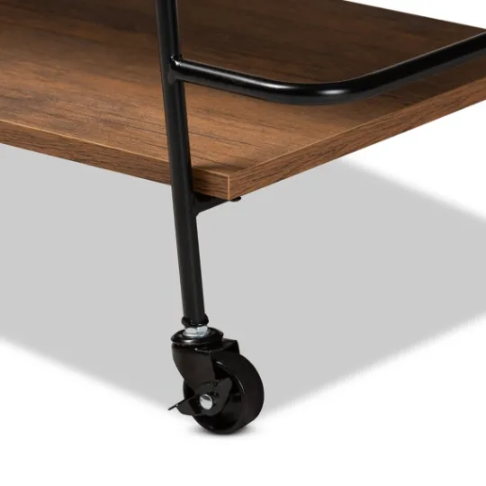 Kirkland's Home Norris Walnut 3-Tier Mobile Bar Cart- Kitchen Islands & Bar Carts