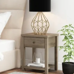 Kirkland's Home Oak Bailie Wooden Side Table- Accent & End Tables