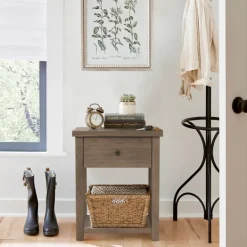 Kirkland's Home Oak Bailie Wooden Side Table- Accent & End Tables