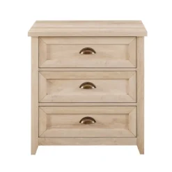 Kirkland's Home Oak Bronze Cupped Handle Nightstand- Dressers & Chests